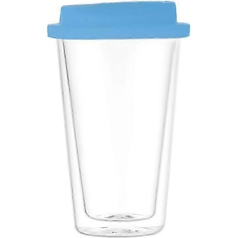 Mug isotherme en verre à double paroi de 350 ml avec couvercle en silicone alimentaire (1/5)