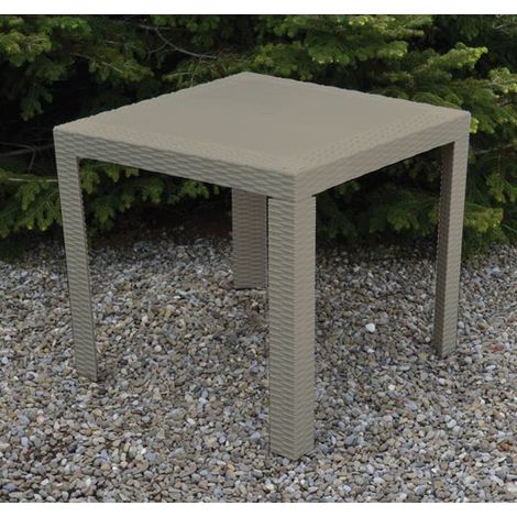 TAVOLO RESINA QUADRATO 80X80CM "SATURNO" TORTORA SIMILRATTAN