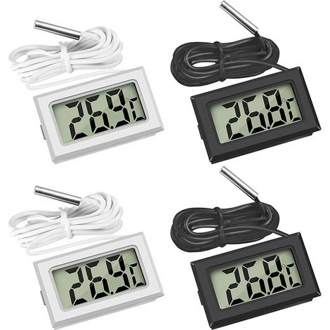 Mini termometro digitale LCD con sonda di temperatura per frigoriferi, congelatori e acquari (2 neri, 2 bianchi) (1/5)