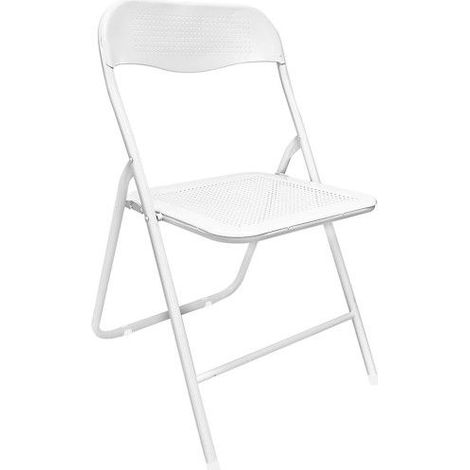 SEDIA PIEGHEVOLE METALLO BIANCA MAGLIA PERFORATA PORTATA 120 KG