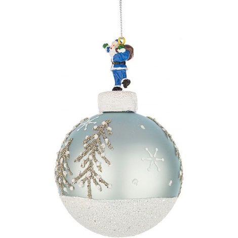 PALLA VETRO EMMY D.8 C-BABBO NATALE AZZURRO