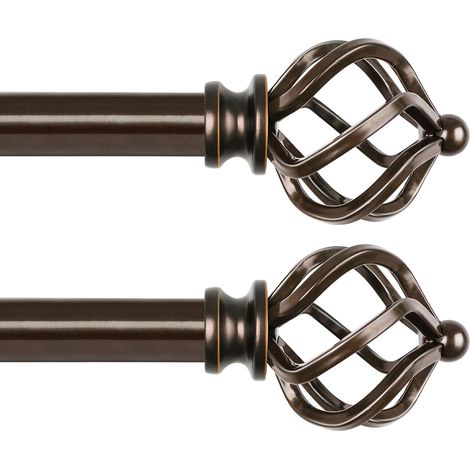 2 Pièce Tringle à Rideaux Extensible 80 à 148cm, Tringle Rideaux Bronze Pour Fenetre Balcons Chambres, Tringle avec Extrémité de Cage Torsadée (1/5)