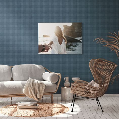 A.S. Creation Natural Living 386642 Vliestapete Muster & Motive 10.05 x 0.53 m Blau Wohnzimmer Schlafzimmer Flur Küche Esszimmer Badezimmer Bad Arbeitszimmer Büro Diele (1/5)