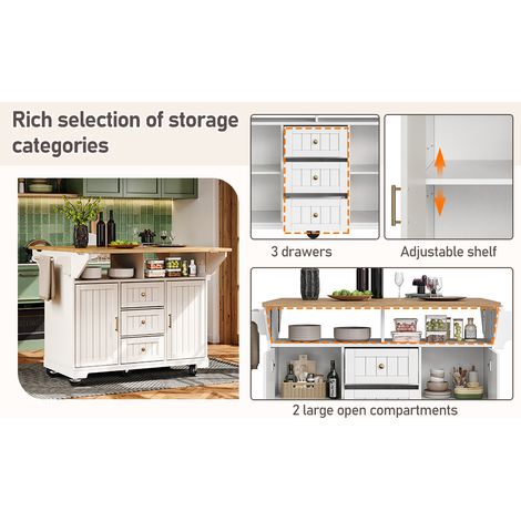 Compartiment de cuisine, armoire, buffet de 120 x 40 (80) x 95 cm. Wagon de cuisine amovible, équipé de roulettes. La partie supérieure peut être déplacée d’un côté ou de l’autre. (1/5)