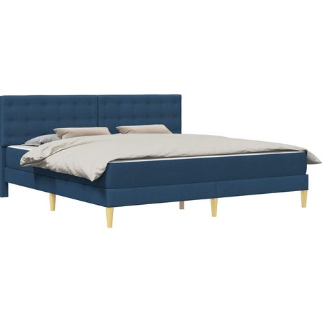 Bed Frame with Mattress with Headboard Blue 180 x 200 cm Fabric vidaXL (1/5)