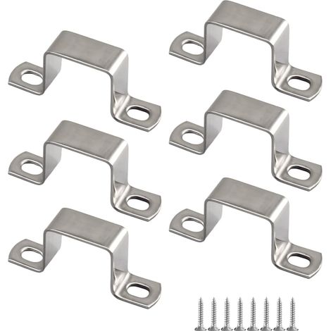 6 Stück 50 x 50 mm U-förmige Vierkantrohrhalterungen aus Edelstahl 304 mit selbstschneidenden Edelstahlschrauben (1/4)