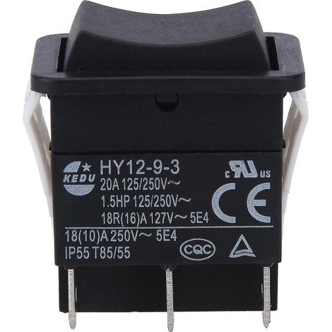 Interrupteur à bascule Hy12-9-3, protection contre les arcs électriques, unipolaire, installation facile, bouton-poussoir (1/2)