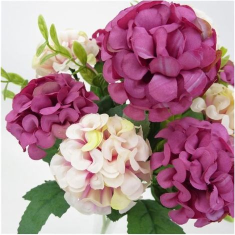 Hortensia artificiel 10 en 1 bleu réaliste, tissu facile d'entretien, fausse fleur pour décoration intérieure et extérieure, déco pour petits espaces (1/4)