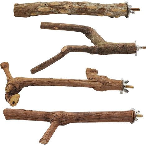 Perchoir en Bois Naturel pour Oiseaux Support Cage à Oiseaux Branche de Vigne Naturelle pour Canaris Perruches Calopsittes Paquets de 4 (1/5)