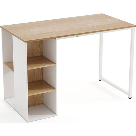 115 cm Computertisch mit 5 Ablagefächern, Natur-Finish