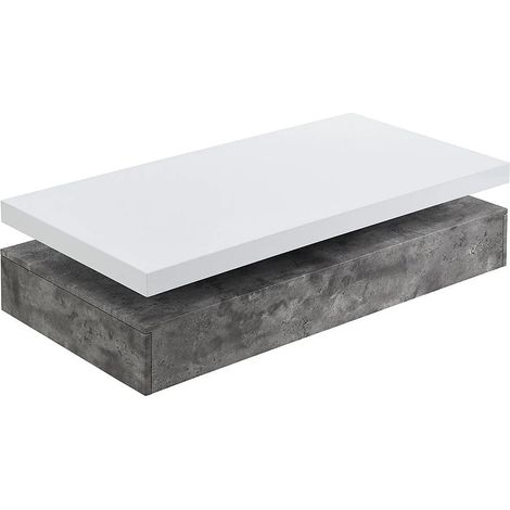 Table basse avec 2 tiroirs en MDF - Béton et blanc - FELIX (1/5)