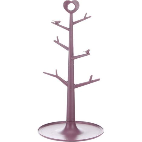 Égouttoir à tasses à café, porte-tasses, étagère de cuisine en forme d'arbre, en polypropylène, détachable, portable, en plastique, pour le rangement de la maison, rouge violacé pâle (1/5)