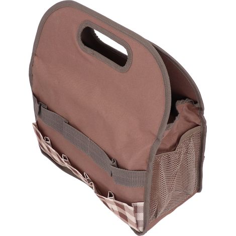 Sac à outils de jardin, sac de rangement de jardin avec plusieurs poches, organisateur pour la maison, pour le jardinage intérieur et extérieur, coutures en treillis couleur café (1/5)