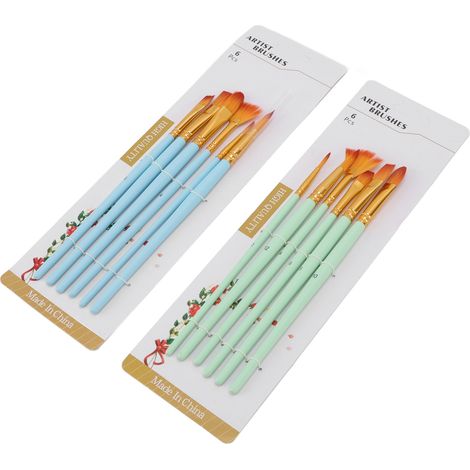 Lot de 12 pinceaux pour peinture acrylique, manche en bois, poils en nylon, large gamme d'applications, pour aquarelle, huile et acrylique