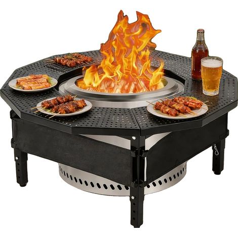 Feuertisch, robustes Q235-Stahl, 360° Sicherheitsgitter, hohe Temperaturbeständigkeit, großzügige Oberfläche, elegantes schwarzes Finish (1/5)