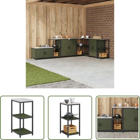 Stauraum - Küchenaufbewahrung mit Regal Olive Grün 60 x 50 x 92 cm Stahl (1/5)