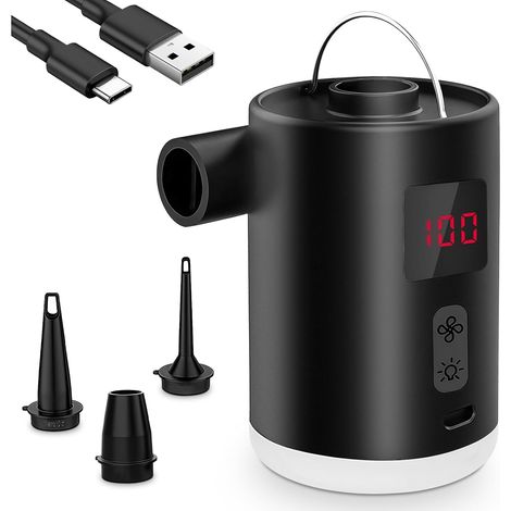 Pompe À Air Électrique, Gonfleur Matelas Gonflable 4000 mAh, Gonfleur Électrique avec 3 Buses d'air, Pompe Électrique Portable, Gonfleur Dégonfleur (1/5)
