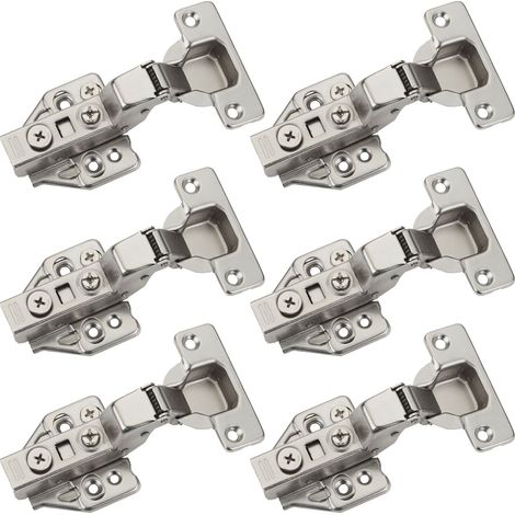 SOTECH Topfband T48 105° mit Dämpfer (Soft-Close) inkl. Montageplatten mit Exzenterverstellung, Innenanschlag, 6 Stück
