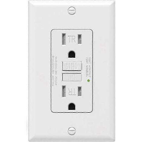 Prise de courant GFCI blanche de 15 ampères avec fonction d'autotest (1/5)