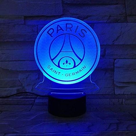 Veilleuse LED FC Paris Saint-Germain Football Club 3D Illusion Kids Football Logo PSG Lampe de Bureau