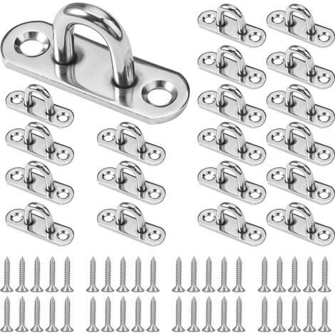20 Pcs Crochets De Plafond En Forme U, Crochet Inox, Pontet Inox, Base 15 X 45mm, Support Mural Plaques À Œil Pour Fixer Les Cordons Sur Bateau, Yoga, Les Lustres, Quincaillerie (1/4)