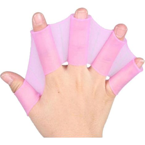 paire de palmes de natation en silicone en forme de grenouille, avec menottes et pinces pour les doigts. (1/5)