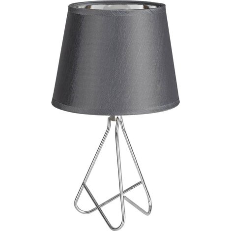 Lampe de table Blanka Chrome Gris E14 1x Max 40W H: 29cm Ø17cm avec interrupteur de câble (1/4)