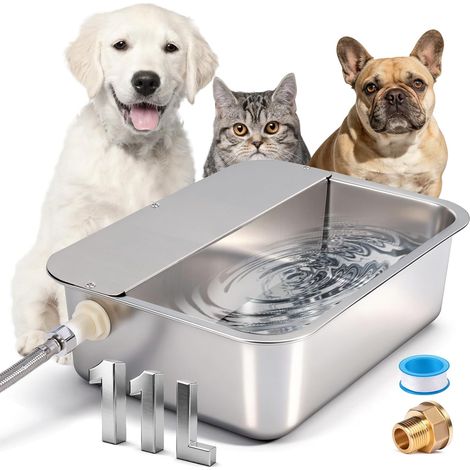 Abreuvoir Automatique pour Chiens, Distributeur ExtéRieur en Acier Inoxydable de 11 litres pour Grands Chiens, Chevaux, Canards, Poulets et BéTail (39 X 29 Cm) (1/5)