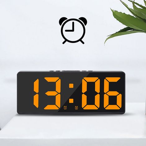 Horloge Numérique - Affichage LED Grand Format - Fonction Réveil Double - Mode Silencieux et Réglage Luminosité - Pour Chambre Bureau Cuisine - Noir (1/5)