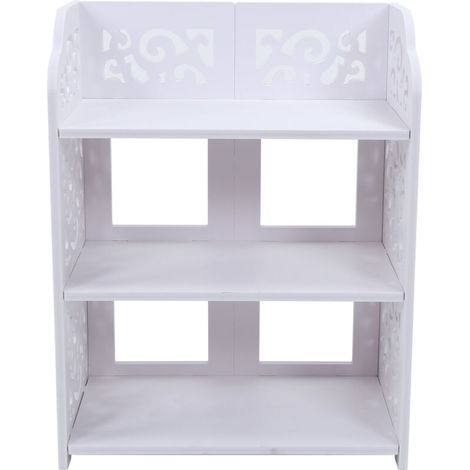 SJLERST Étagère à chaussures creuse blanche à 3 niveaux, étagère de rangement, 60 cm (1/5)