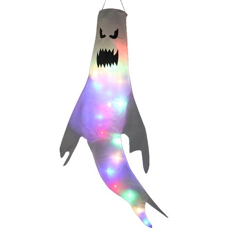Manches à air fantômes d'Halloween avec lumière LED - Décorations fantômes lumineuses à suspendre pour Halloween et jardin (1/5)