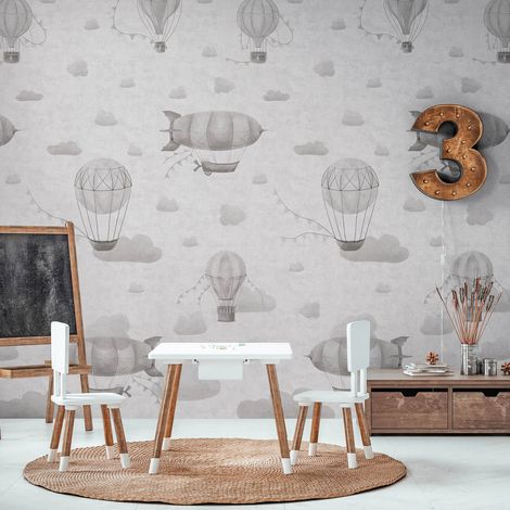 Fototapete Profhome 770612 Vliestapete glatt Kindertapete matt grau dunkel-grau 1,59 m x 2,8 m