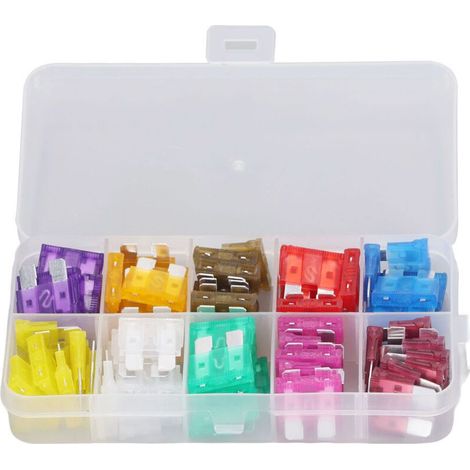 Eosnow Kit d'assortiment de fusibles automobiles, 80 pièces, Type enfichable, taille moyenne, pour voiture, Marine, RV, moto (1/4)