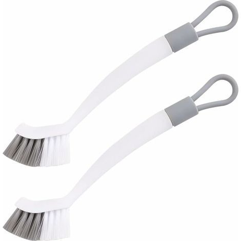 Brosse Nettoyage Salle de Bain,Brosse de Nettoyage Cuisine,2 Brosses,Blanc Gris,Outil d'élimination des Taches intégré,pour Cuisine,Salle de Bains (1/5)