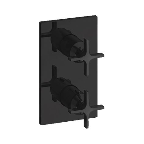 Facade Externe Cross Road Laiton 2 Sorties bain douche Blackmat - CRISTINA ONDYNA XR75213