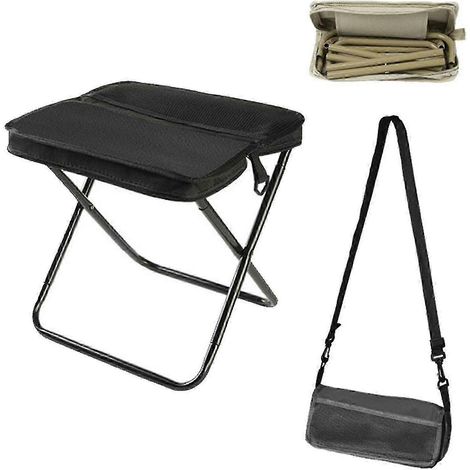 Tabouret pliable avec sac à dos, chaise de camping portable, acier au carbone, tissu Oxford 600D, charge maximale de 120 kg, idéal pour la randonnée, la pêche et les pique-niques. (1/5)