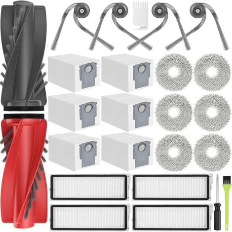 Qrevo S5V Accessoires pour Roborock Qrevo Curv/Qrevo Edge S5A / Qrevo Curv S5X/ Qrevo Edge S5V Pièces de Rechange 6 Sacs, 2 Brosse Principale, 4 Filtres, 6 Chiffons, 4 Brosses Latérales (1/5)