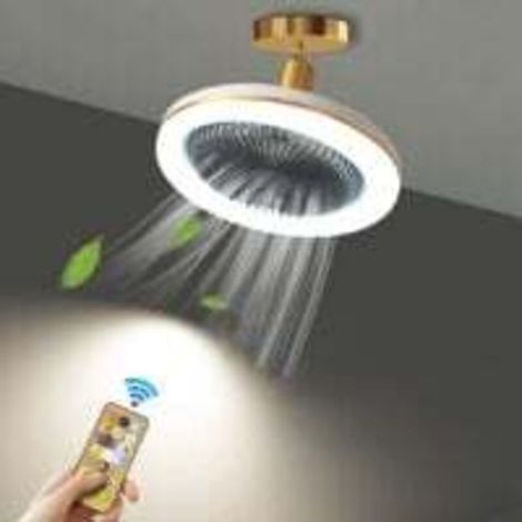 BUNTHAUS Leiser Deckenventilator mit integrierter 30-W-LED-Leuchte und dimmbarer Fernbedienung, E27-Fassung, kleine Deckenleuchte, geeignet für Schlafzimmer, Esszimmer und Küche, verstellbarer Winkel,