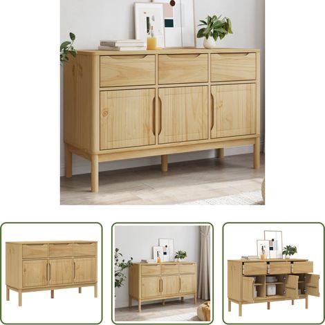 vidaXL Kieferholz -  Sideboard FLORO Wachsbraun 114x43x74 cm Massivholz Kiefer (1/5)