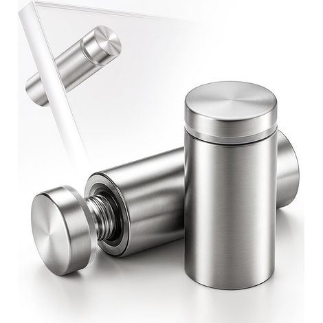 Lot de 50 entretoises en acier inoxydable - 12 x 25 mm - Tête ronde  Entretoises rondes avec vis pour panneaux en verre acrylique, miroirs et cadres photo pour artisans et bricoleurs (1/5)