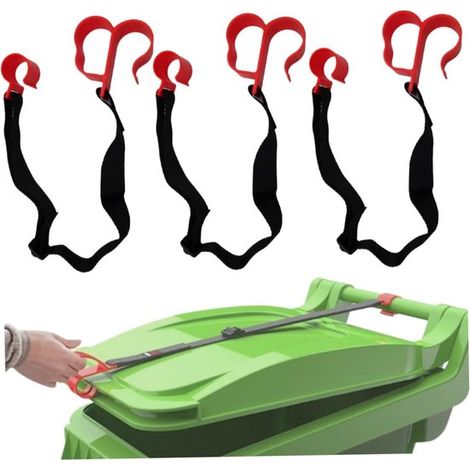 Lot de 3 verrous de poubelle – 71 cm – Noir et rouge – Réglables – Universels – Pour animaux (1/5)