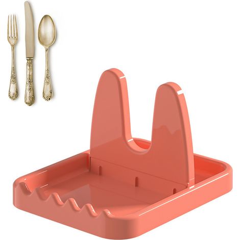 Faltbarer Topfdeckelhalter, Löffelhalter aus Kunststoff, Küchenorganizer, Gabel- und Pfannenwenderständer, Pfannendeckelhalter, Geschirr, Rosa (1/5)