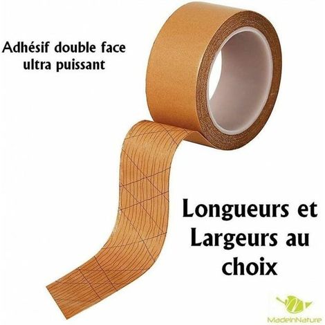 Ruban adhésif double face très résistant, renforcé pour plinthes souples ou rigides, sol vinyle et crédence - 5 mètres - 50 mm (lot de 3)