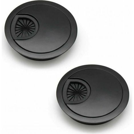 BUNTHAUS 2 Pièces  Passe Cable 60 mm Couvercle du Trou de Câble pour Bureaux et Plans de Travail  Noir