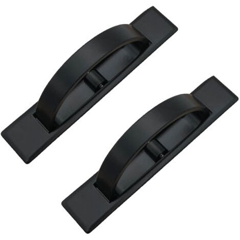 2 Pieces Tatami Recessed Door Handle Concealed Handle for Drawers and Cabinets with Screws Black (1/4)