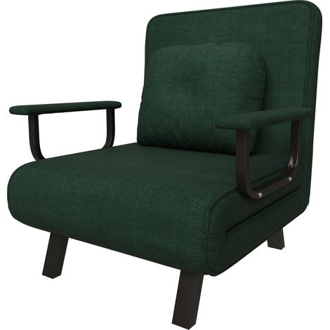 Poltrona relax 60x60x79 cm in ciniglia verde scuro salvaspazio FloraGrace (1/5)
