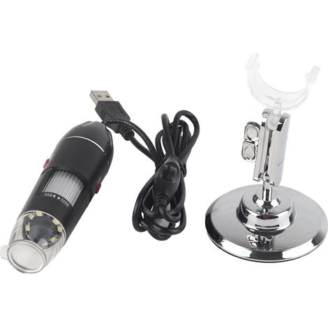 Microscope numérique LED 50X-500X, loupe USB 0.3MP pour PC avec support, grossissement ajustable, outil d'observation électronique (1/5)