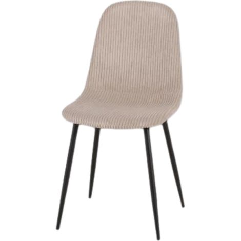 Chaise en velours côtelé beige – Pieds métal noir – Dimensions L. 44 x P. 52 x H. 85 cm – Hauteur assise 49 cm – Design moderne et élégant (1/5)