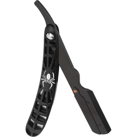 Porte-rasoir manuel pliant vintage, porte-rasoir gravé pour coiffure masculine, manche creux unique, porte-rasoir pour rasage et taille de cheveux, White Spider (1/5)