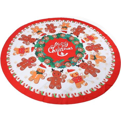 Nappe de Noël ronde de 152 cm (60 pouces) en polyester, résistante à la décoloration et aux déchirures, lavable, pour les fêtes YZB(205) (1/5)